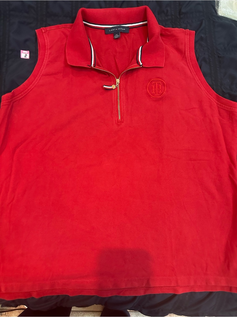 Tommy Hilfiger Red Sleeveless Polo Top with Signature Trim